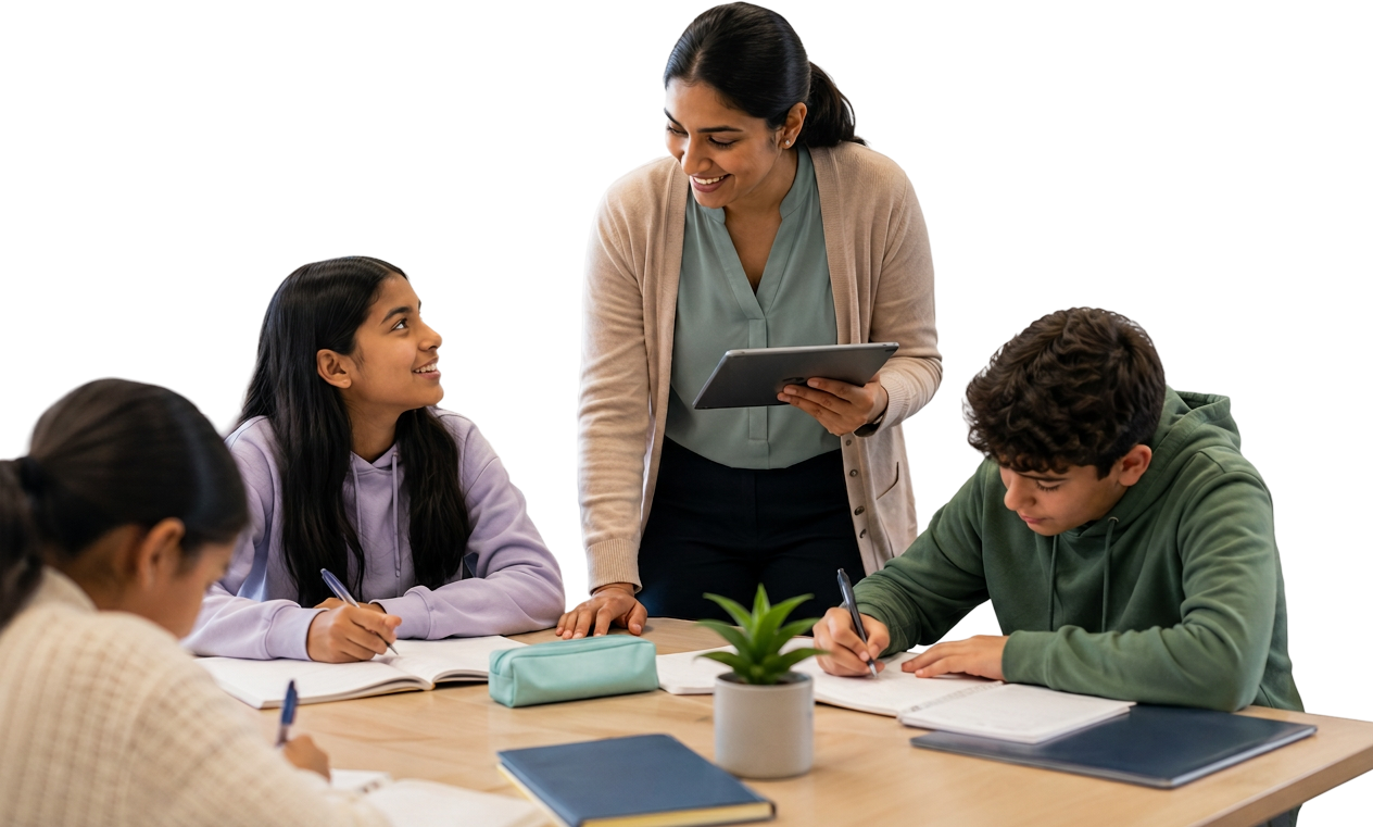 Teacher supporting students with classroom insights